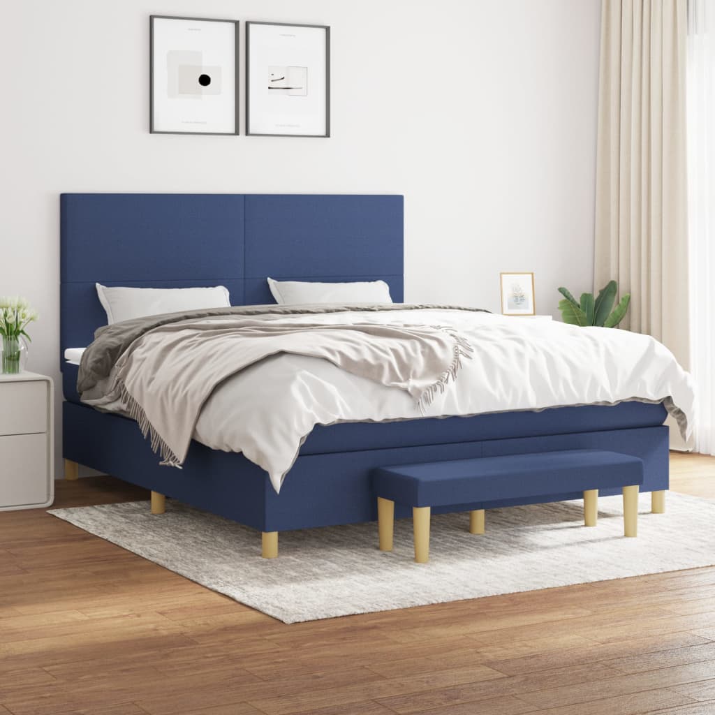 Boxspring met matras stof blauw 180x200 cm Bedden & bedframes | Creëer jouw Trendy Thuis | Gratis bezorgd & Retour | Trendy.nl