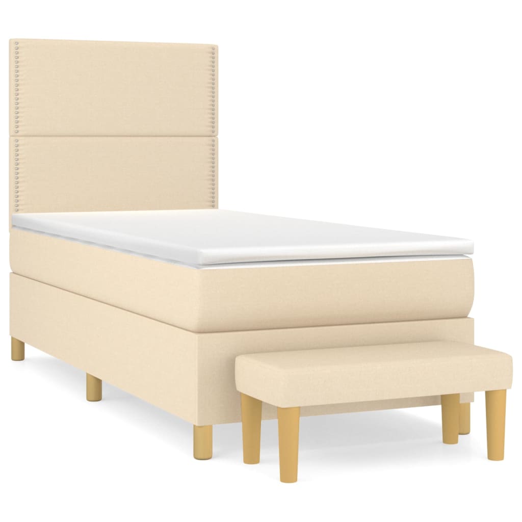 Boxspring met matras stof crèmekleurig 90x190 cm