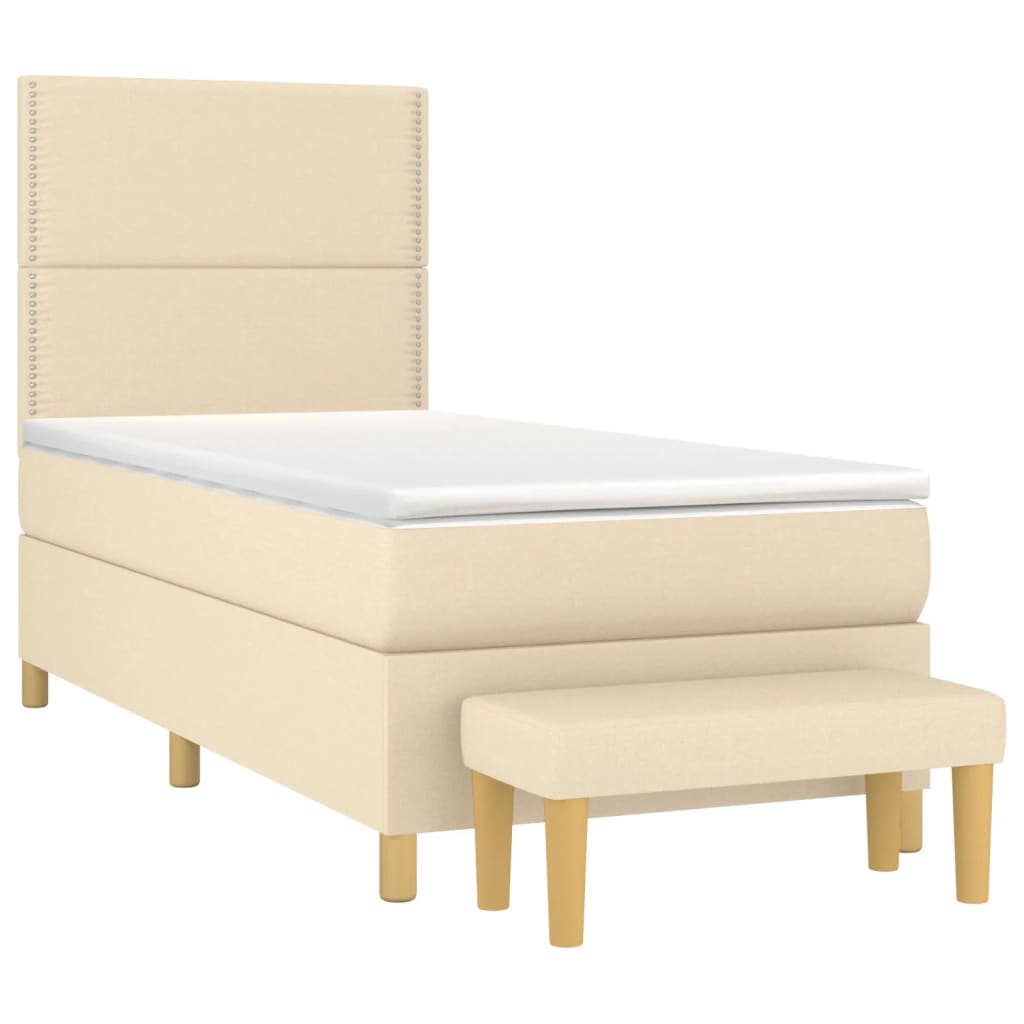 Boxspring met matras stof crèmekleurig 90x190 cm