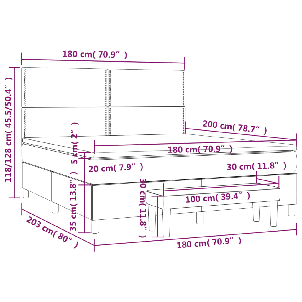 Boxspring met matras stof blauw 180x200 cm Bedden & bedframes | Creëer jouw Trendy Thuis | Gratis bezorgd & Retour | Trendy.nl