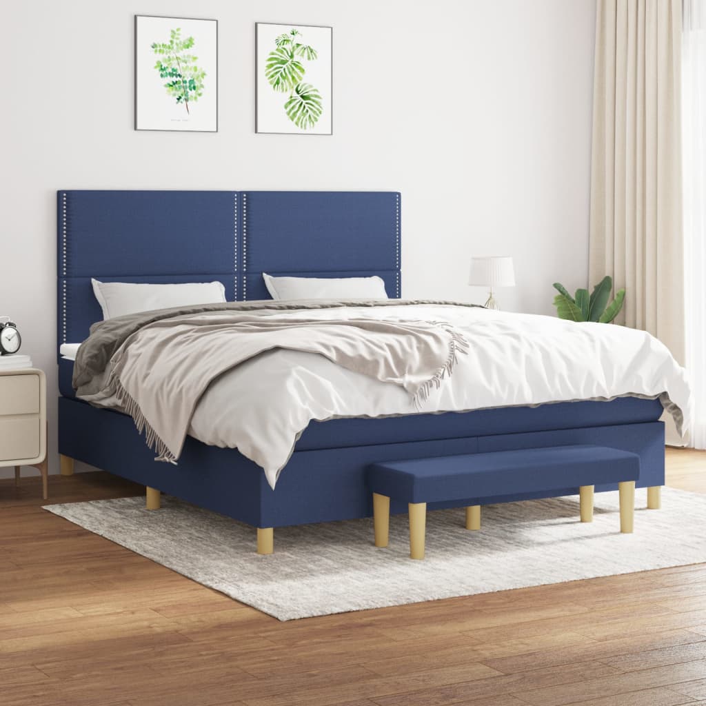 Boxspring met matras stof blauw 180x200 cm Bedden & bedframes | Creëer jouw Trendy Thuis | Gratis bezorgd & Retour | Trendy.nl