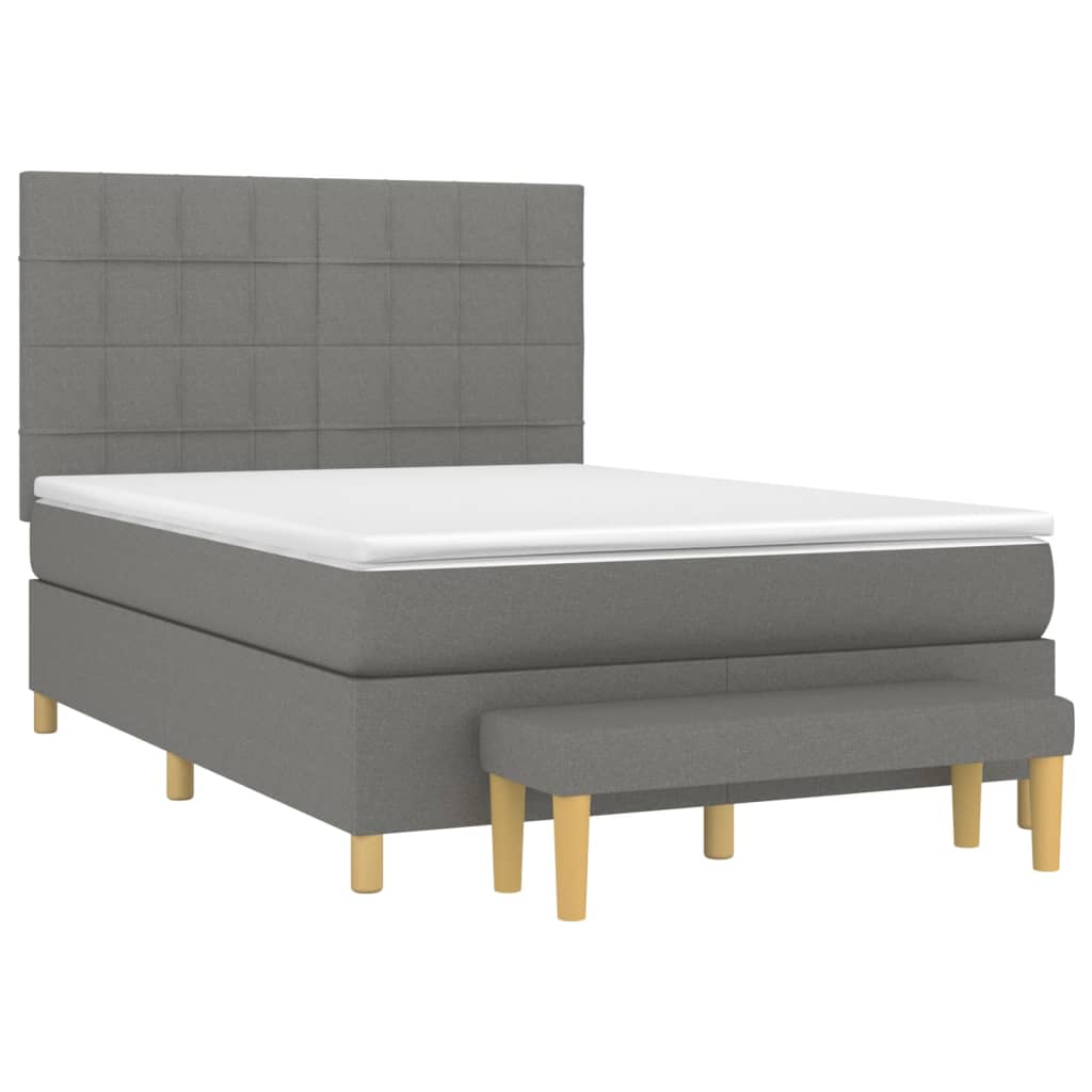 Boxspring met matras stof donkergrijs 140x190 cm Bedden & bedframes | Creëer jouw Trendy Thuis | Gratis bezorgd & Retour | Trendy.nl