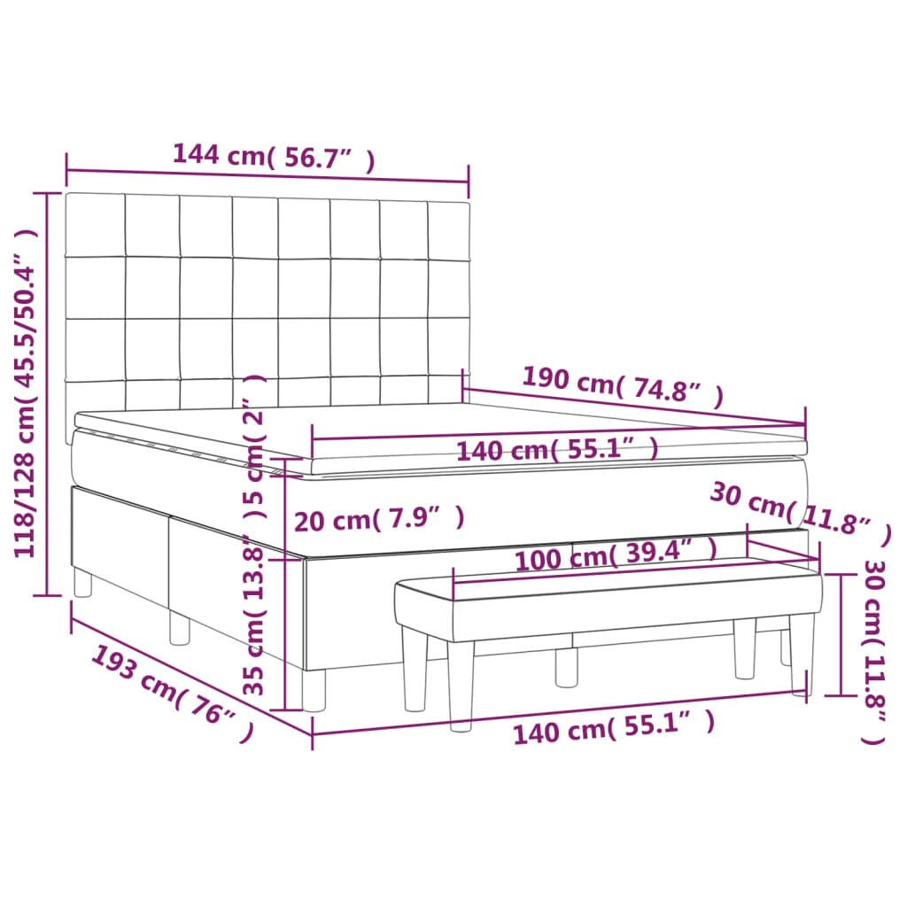 Boxspring met matras stof donkergrijs 140x190 cm Bedden & bedframes | Creëer jouw Trendy Thuis | Gratis bezorgd & Retour | Trendy.nl