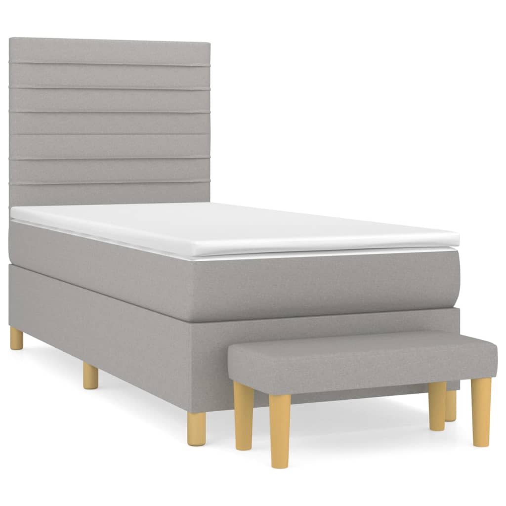 Boxspring met matras stof lichtgrijs 90x190 cm Bedden & bedframes | Creëer jouw Trendy Thuis | Gratis bezorgd & Retour | Trendy.nl