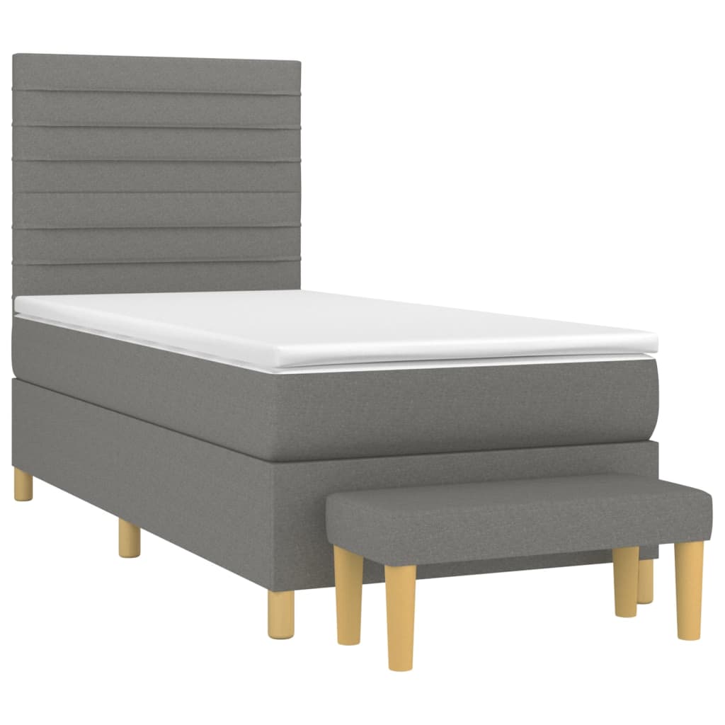 Boxspring met matras stof donkergrijs 90x190 cm Bedden & bedframes | Creëer jouw Trendy Thuis | Gratis bezorgd & Retour | Trendy.nl