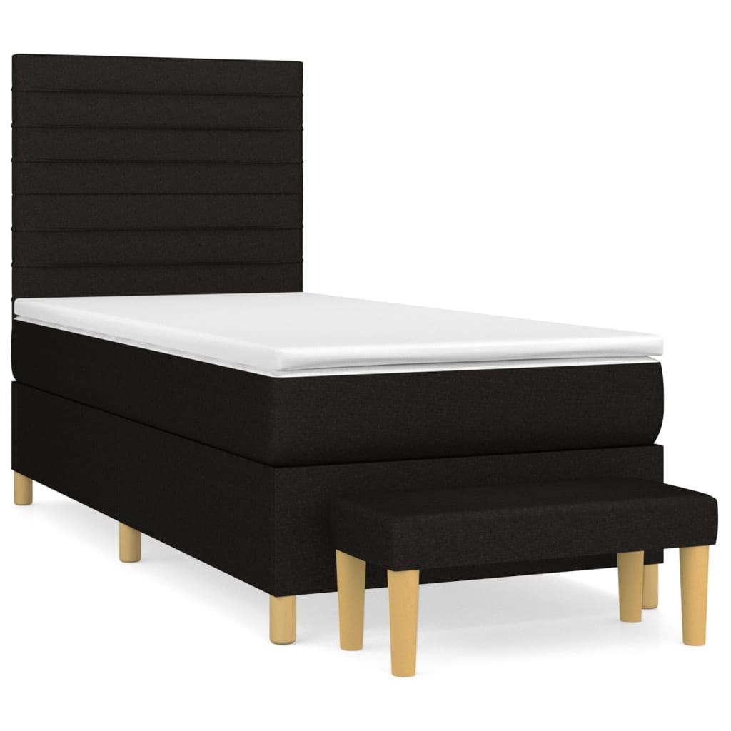 Boxspring met matras stof zwart 90x190 cm Bedden & bedframes | Creëer jouw Trendy Thuis | Gratis bezorgd & Retour | Trendy.nl