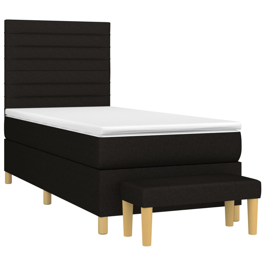 Boxspring met matras stof zwart 90x190 cm Bedden & bedframes | Creëer jouw Trendy Thuis | Gratis bezorgd & Retour | Trendy.nl