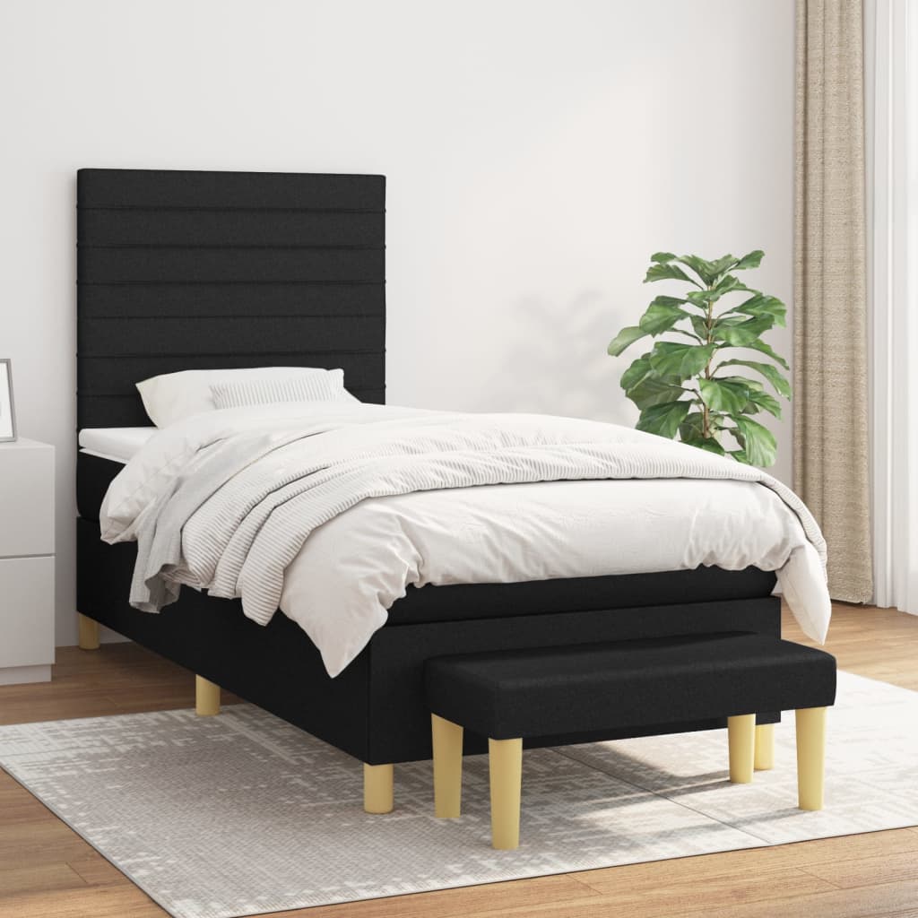 Boxspring met matras stof zwart 90x190 cm Bedden & bedframes | Creëer jouw Trendy Thuis | Gratis bezorgd & Retour | Trendy.nl