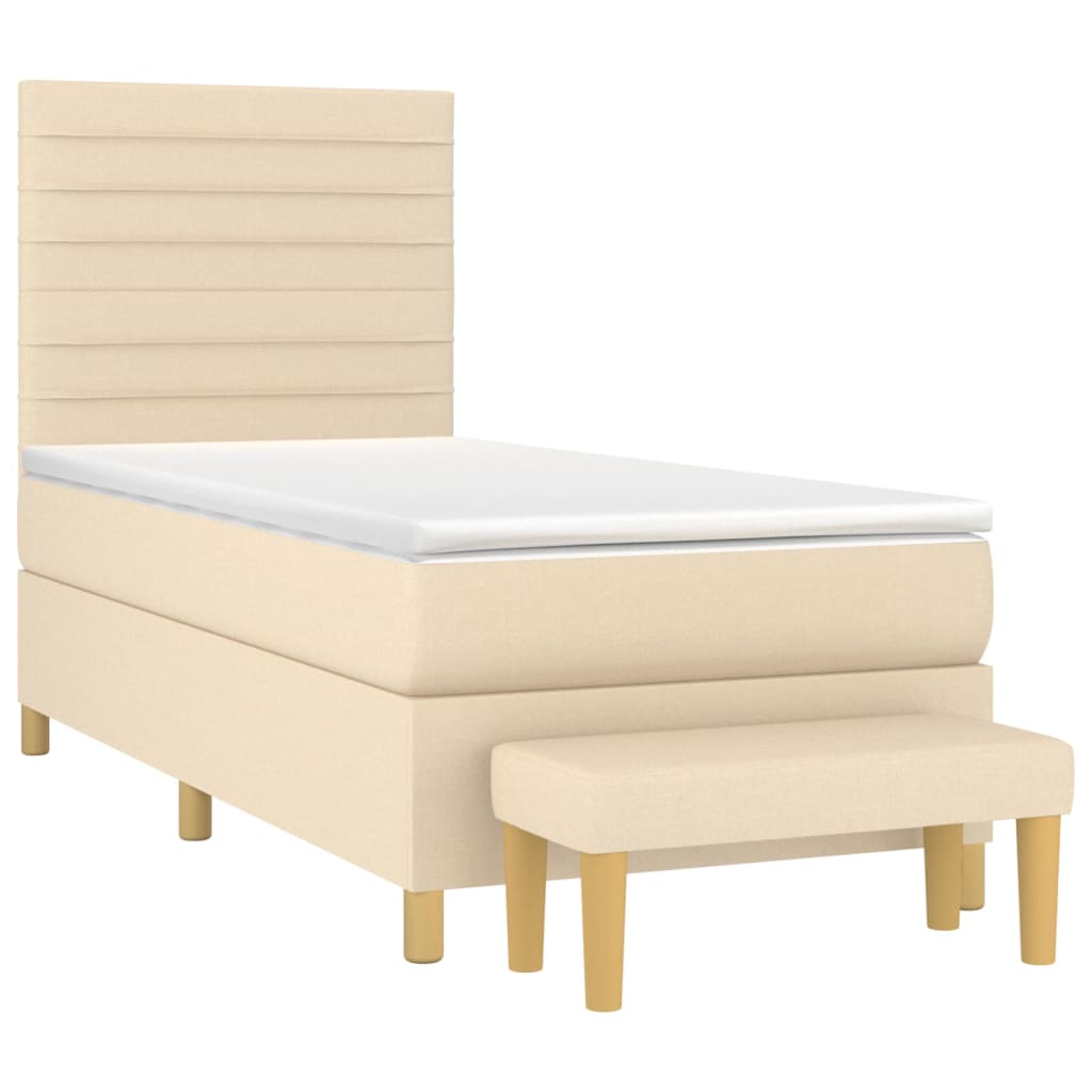 Boxspring met matras stof crèmekleurig 90x190 cm