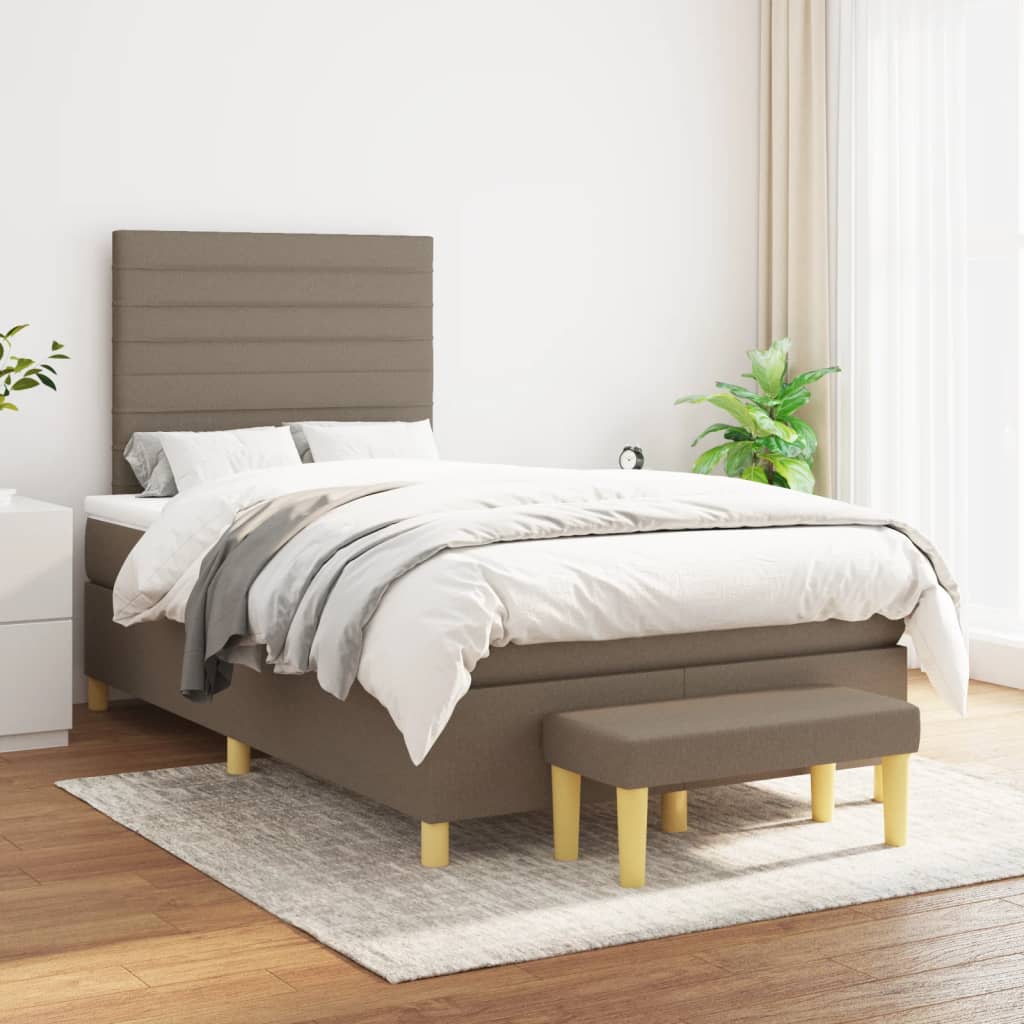 Boxspring met matras stof taupe 120x200 cm Bedden & bedframes | Creëer jouw Trendy Thuis | Gratis bezorgd & Retour | Trendy.nl