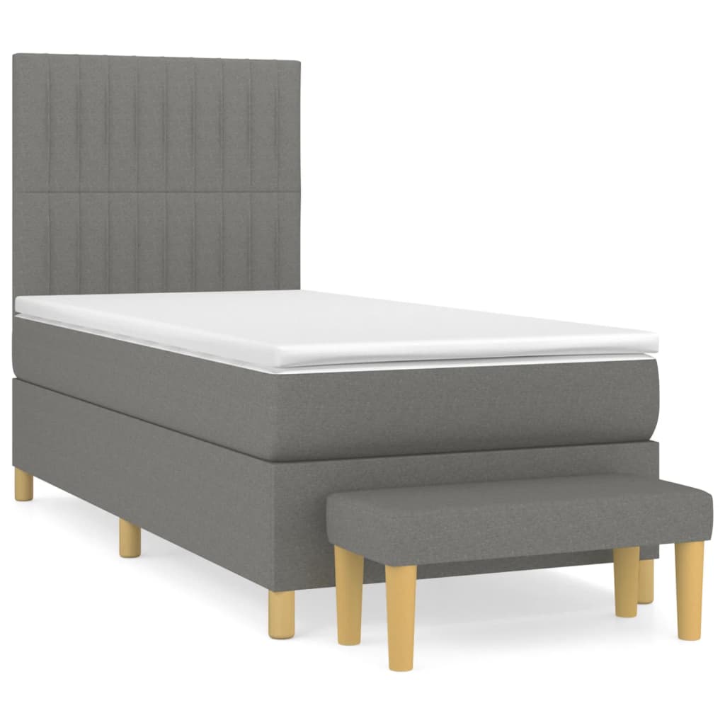 Boxspring met matras stof donkergrijs 90x190 cm Bedden & bedframes | Creëer jouw Trendy Thuis | Gratis bezorgd & Retour | Trendy.nl