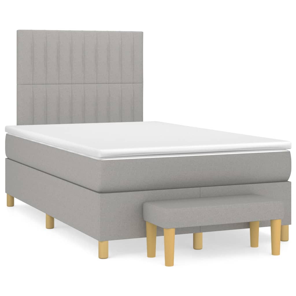 Boxspring met matras stof lichtgrijs 120x200 cm Bedden & bedframes | Creëer jouw Trendy Thuis | Gratis bezorgd & Retour | Trendy.nl