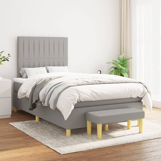 Boxspring met matras stof lichtgrijs 120x200 cm Bedden & bedframes | Creëer jouw Trendy Thuis | Gratis bezorgd & Retour | Trendy.nl