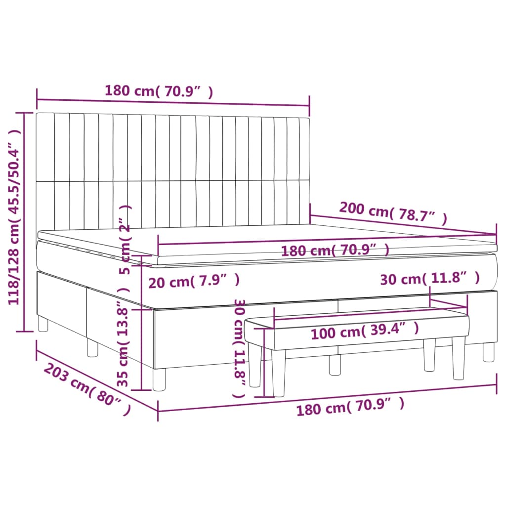 Boxspring met matras stof zwart 180x200 cm Bedden & bedframes | Creëer jouw Trendy Thuis | Gratis bezorgd & Retour | Trendy.nl