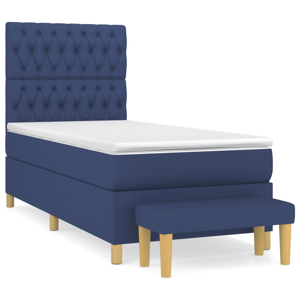 Boxspring met matras stof blauw 90x190 cm Bedden & bedframes | Creëer jouw Trendy Thuis | Gratis bezorgd & Retour | Trendy.nl