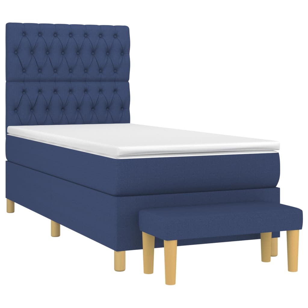 Boxspring met matras stof blauw 90x190 cm Bedden & bedframes | Creëer jouw Trendy Thuis | Gratis bezorgd & Retour | Trendy.nl