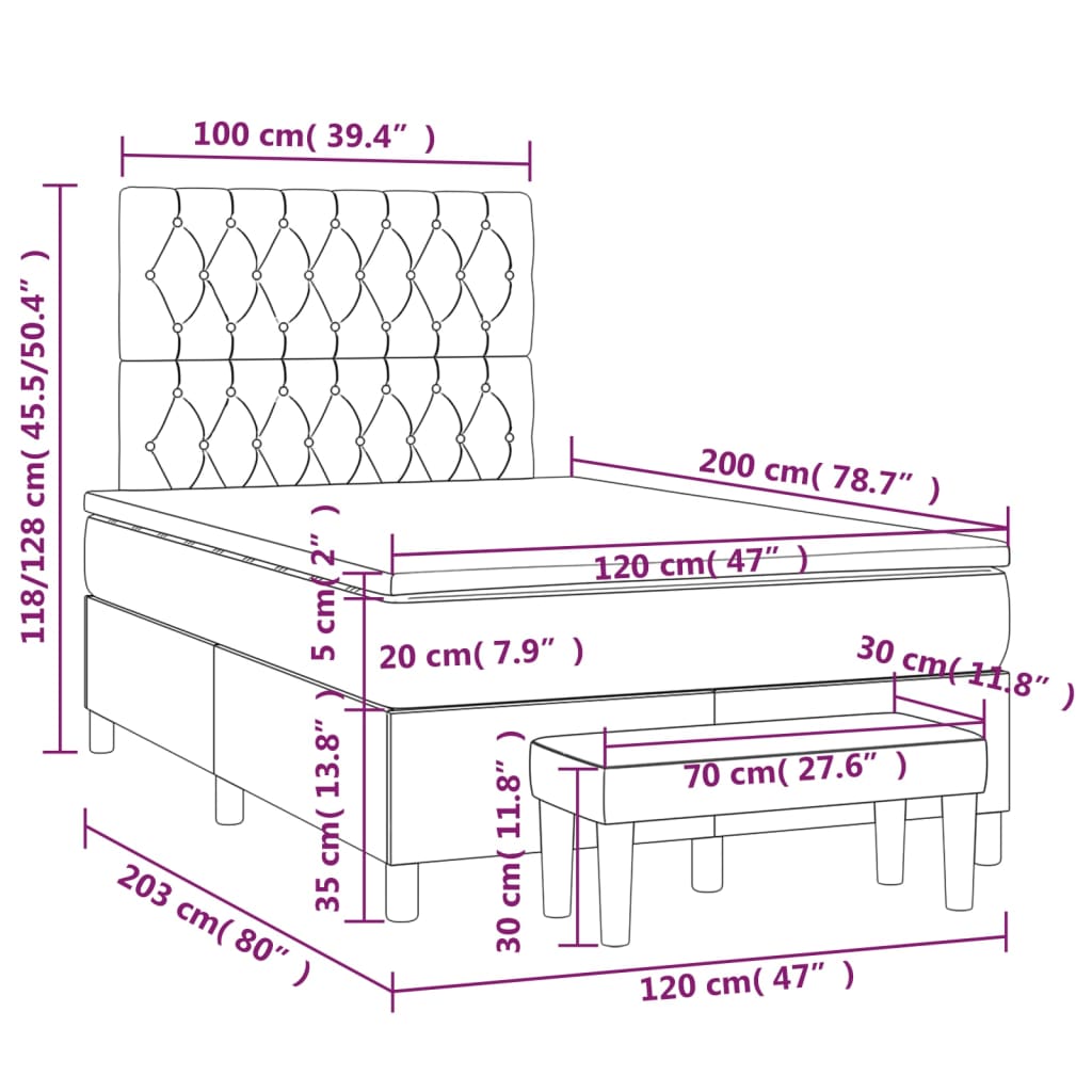 Boxspring met matras stof taupe 120x200 cm Bedden & bedframes | Creëer jouw Trendy Thuis | Gratis bezorgd & Retour | Trendy.nl