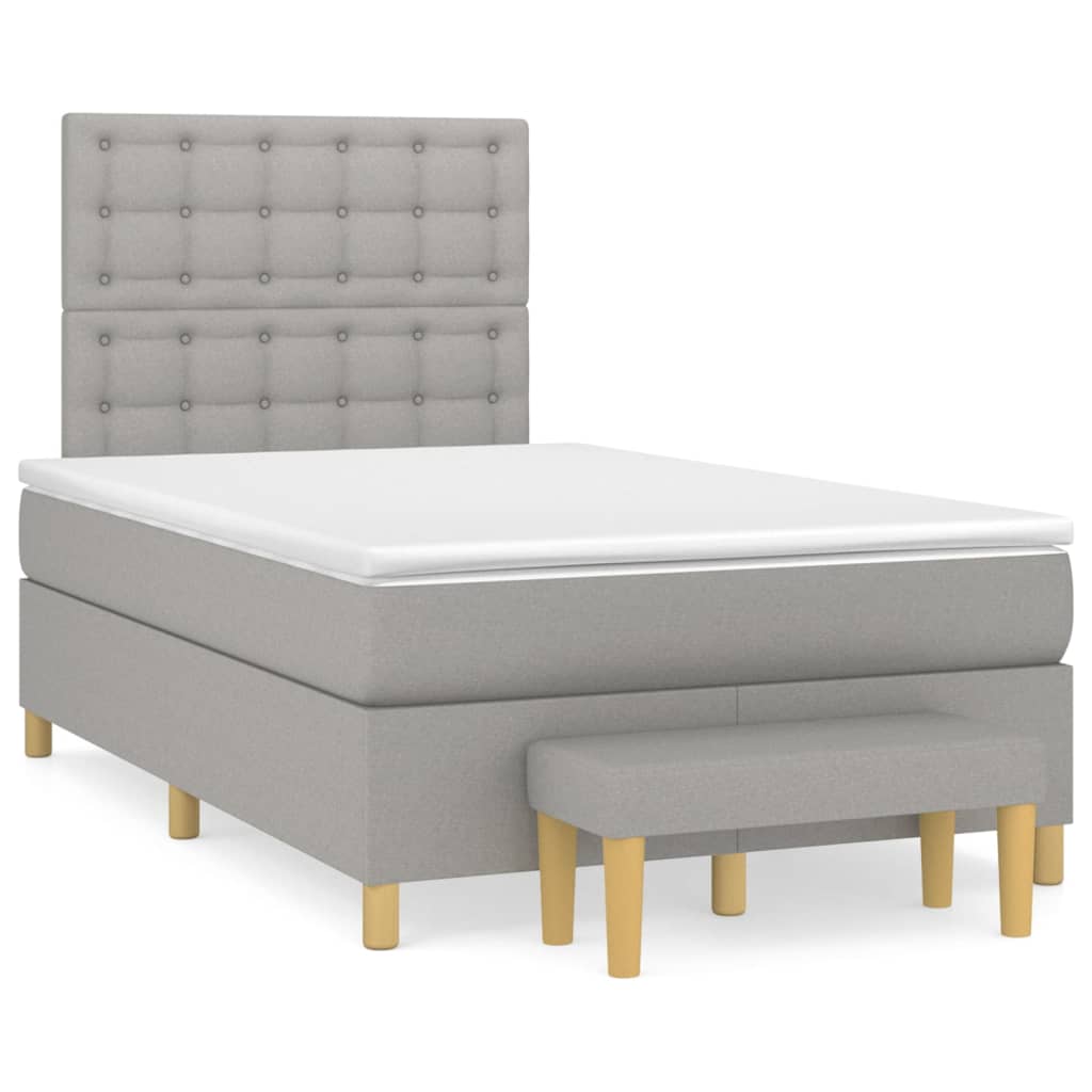 Boxspring met matras stof lichtgrijs 120x200 cm Bedden & bedframes | Creëer jouw Trendy Thuis | Gratis bezorgd & Retour | Trendy.nl