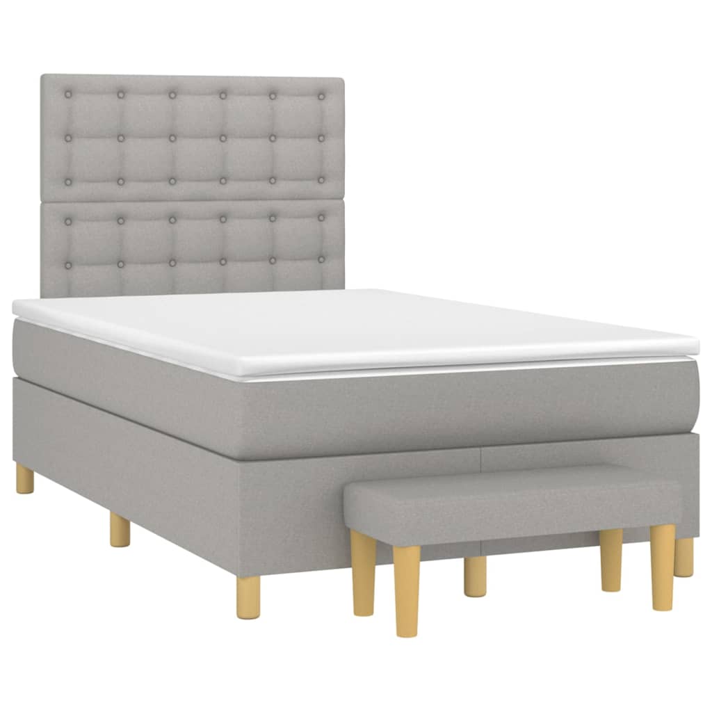 Boxspring met matras stof lichtgrijs 120x200 cm Bedden & bedframes | Creëer jouw Trendy Thuis | Gratis bezorgd & Retour | Trendy.nl