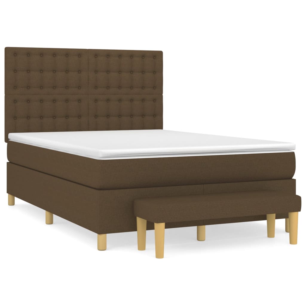 Boxspring met matras stof donkerbruin 140x190 cm Bedden & bedframes | Creëer jouw Trendy Thuis | Gratis bezorgd & Retour | Trendy.nl