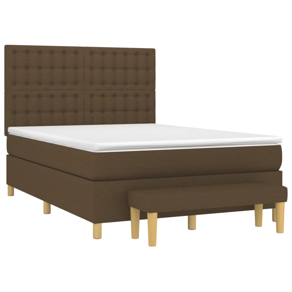 Boxspring met matras stof donkerbruin 140x190 cm Bedden & bedframes | Creëer jouw Trendy Thuis | Gratis bezorgd & Retour | Trendy.nl