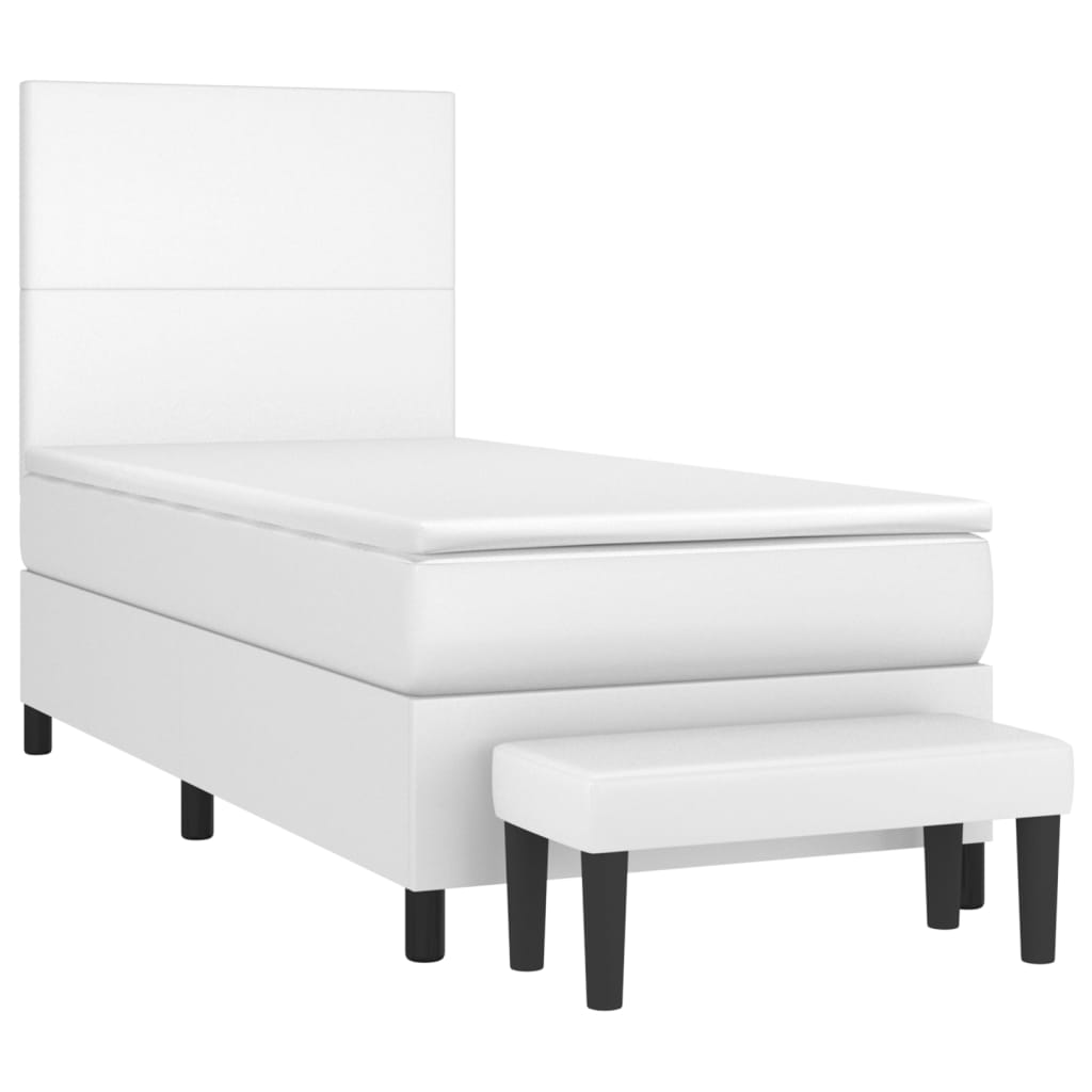 Boxspring met matras kunstleer wit 90x190 cm