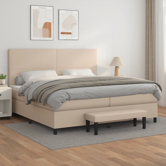 Boxspring met matras kunstleer cappuccinokleurig 200x200 cm