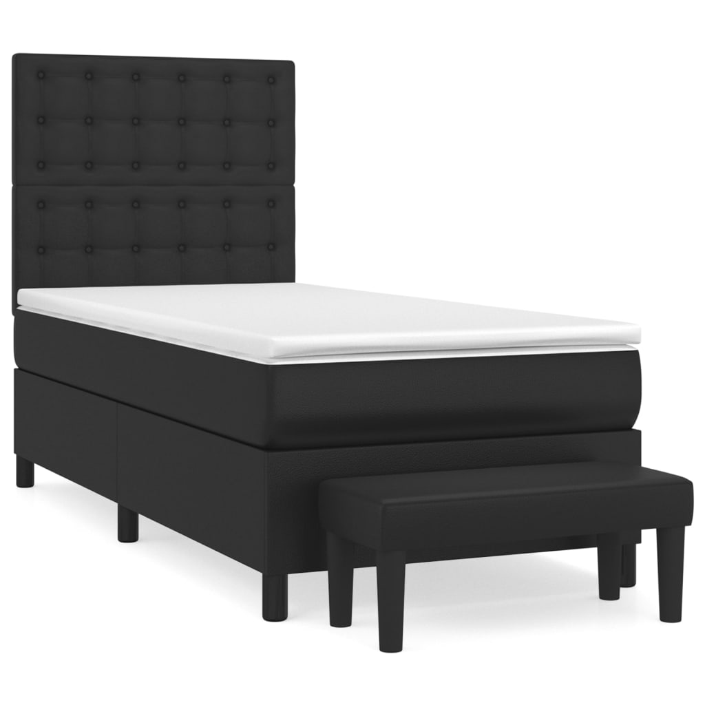 Boxspring met matras kunstleer zwart 90x190 cm Bedden & bedframes | Creëer jouw Trendy Thuis | Gratis bezorgd & Retour | Trendy.nl