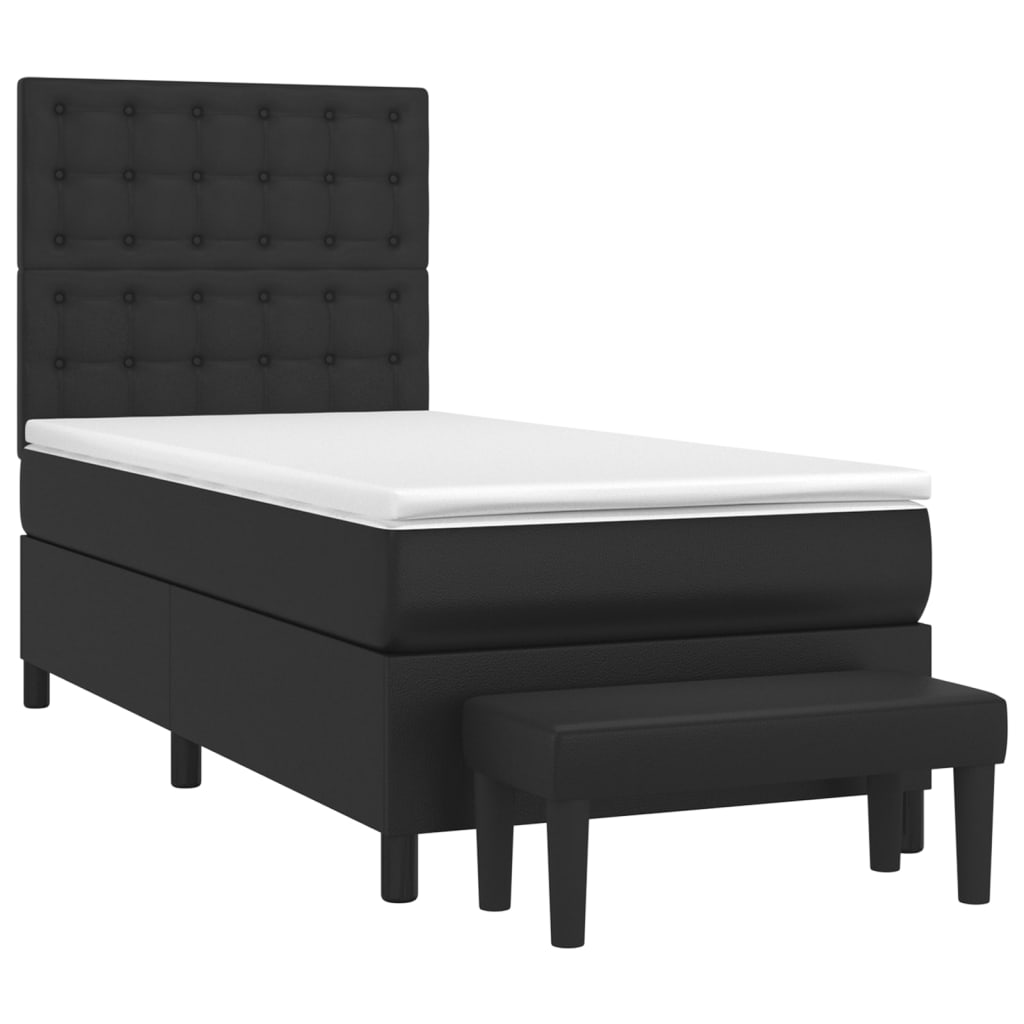 Boxspring met matras kunstleer zwart 90x190 cm Bedden & bedframes | Creëer jouw Trendy Thuis | Gratis bezorgd & Retour | Trendy.nl