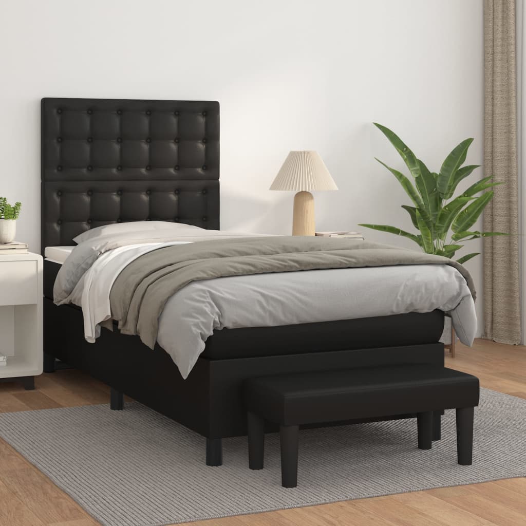 Boxspring met matras kunstleer zwart 90x190 cm Bedden & bedframes | Creëer jouw Trendy Thuis | Gratis bezorgd & Retour | Trendy.nl