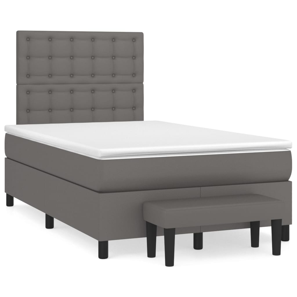 Boxspring met matras kunstleer grijs 120x200 cm Bedden & bedframes | Creëer jouw Trendy Thuis | Gratis bezorgd & Retour | Trendy.nl