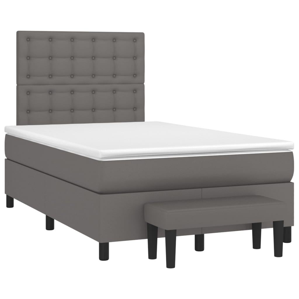 Boxspring met matras kunstleer grijs 120x200 cm Bedden & bedframes | Creëer jouw Trendy Thuis | Gratis bezorgd & Retour | Trendy.nl