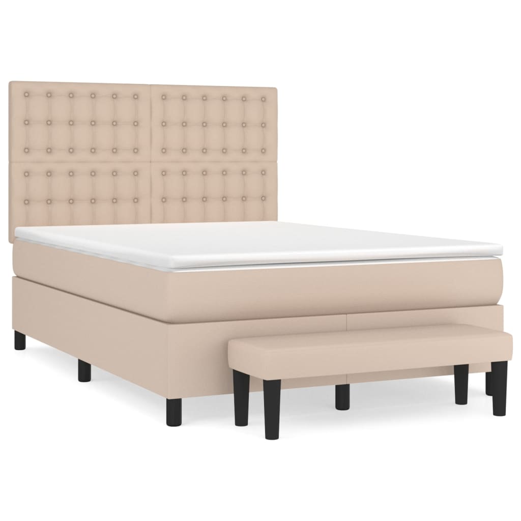 Boxspring met matras kunstleer cappuccinokleurig 140x190 cm Bedden & bedframes | Creëer jouw Trendy Thuis | Gratis bezorgd & Retour | Trendy.nl