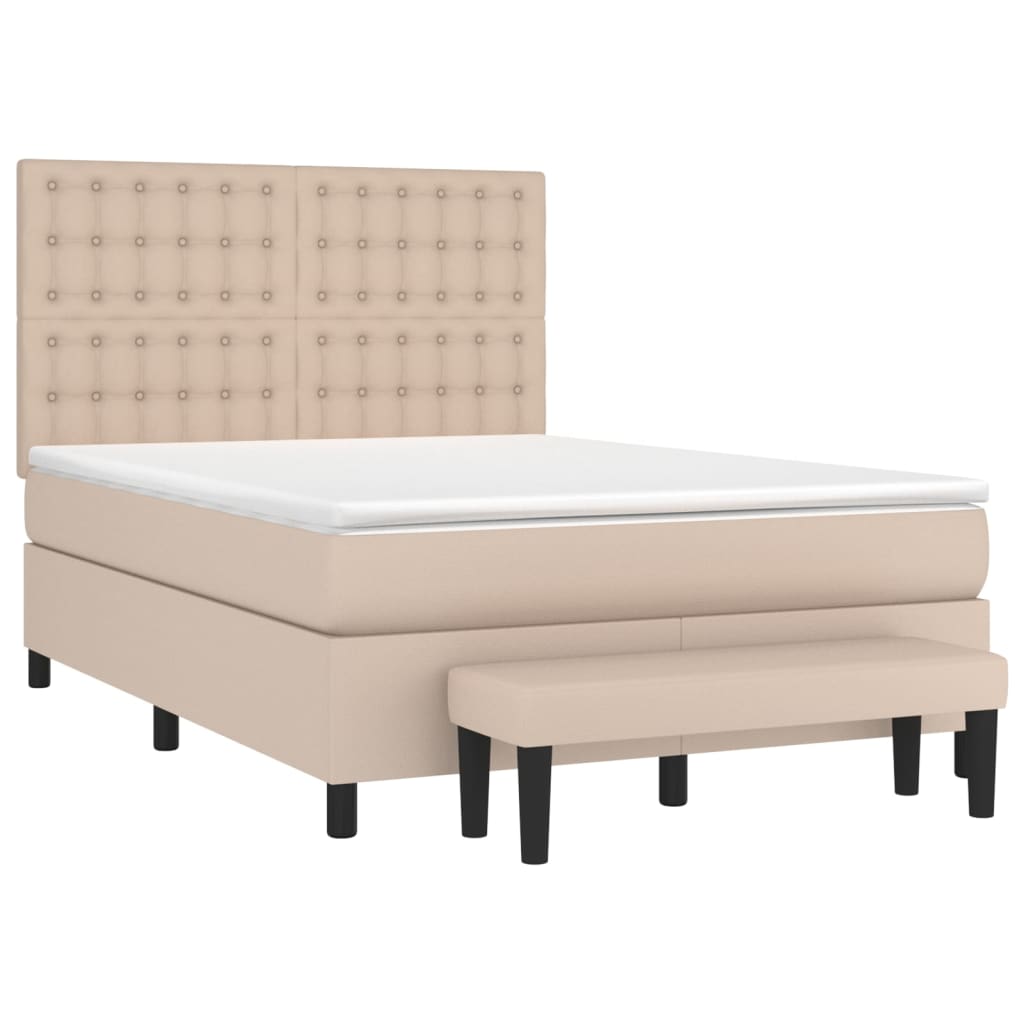 Boxspring met matras kunstleer cappuccinokleurig 140x190 cm Bedden & bedframes | Creëer jouw Trendy Thuis | Gratis bezorgd & Retour | Trendy.nl