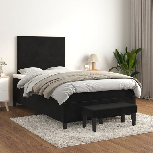 Boxspring met matras fluweel zwart 120x200 cm Bedden & bedframes | Creëer jouw Trendy Thuis | Gratis bezorgd & Retour | Trendy.nl