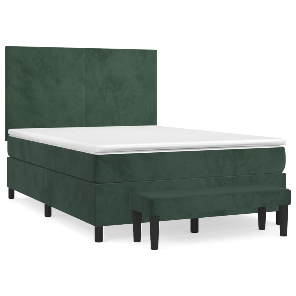 Boxspring met matras fluweel donkergroen 140x200 cm Bedden & bedframes | Creëer jouw Trendy Thuis | Gratis bezorgd & Retour | Trendy.nl