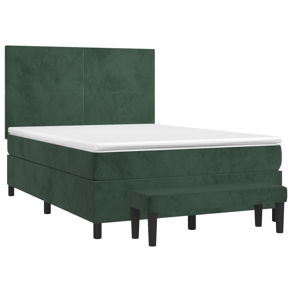 Boxspring met matras fluweel donkergroen 140x200 cm Bedden & bedframes | Creëer jouw Trendy Thuis | Gratis bezorgd & Retour | Trendy.nl