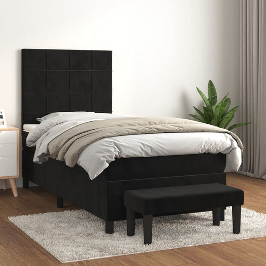 Boxspring met matras fluweel zwart 90x200 cm Bedden & bedframes | Creëer jouw Trendy Thuis | Gratis bezorgd & Retour | Trendy.nl