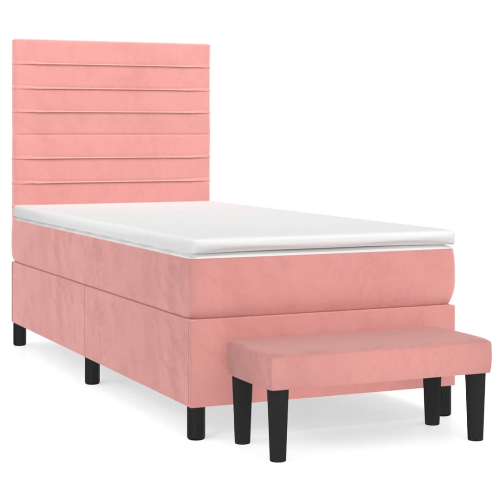 Boxspring met matras fluweel roze 90x190 cm Bedden & bedframes | Creëer jouw Trendy Thuis | Gratis bezorgd & Retour | Trendy.nl