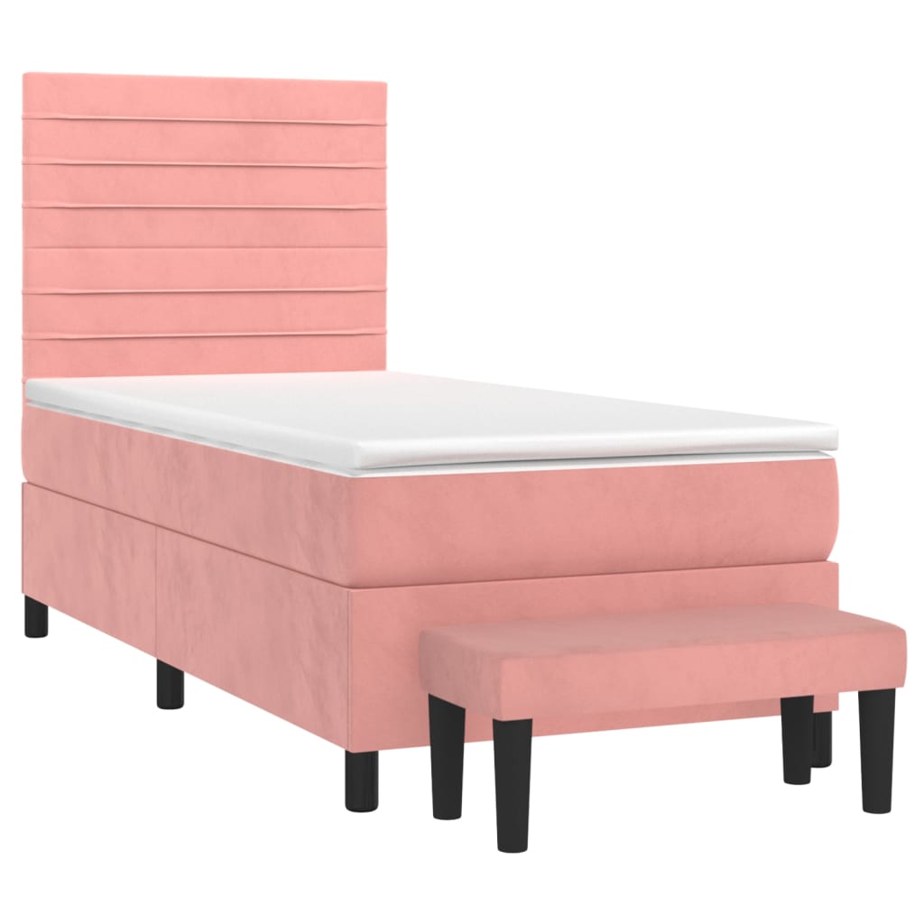 Boxspring met matras fluweel roze 90x190 cm Bedden & bedframes | Creëer jouw Trendy Thuis | Gratis bezorgd & Retour | Trendy.nl