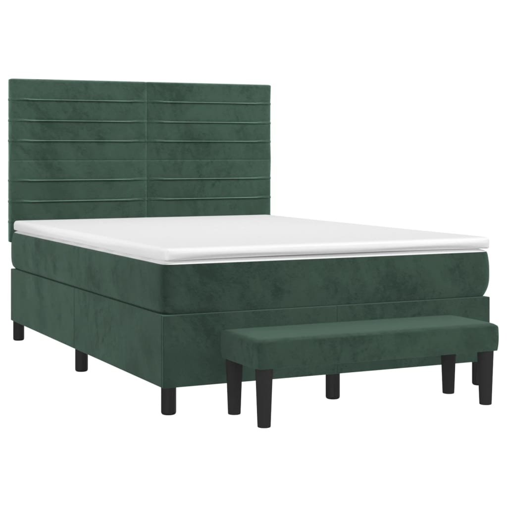 Boxspring met matras fluweel donkergroen 140x190 cm Bedden & bedframes | Creëer jouw Trendy Thuis | Gratis bezorgd & Retour | Trendy.nl