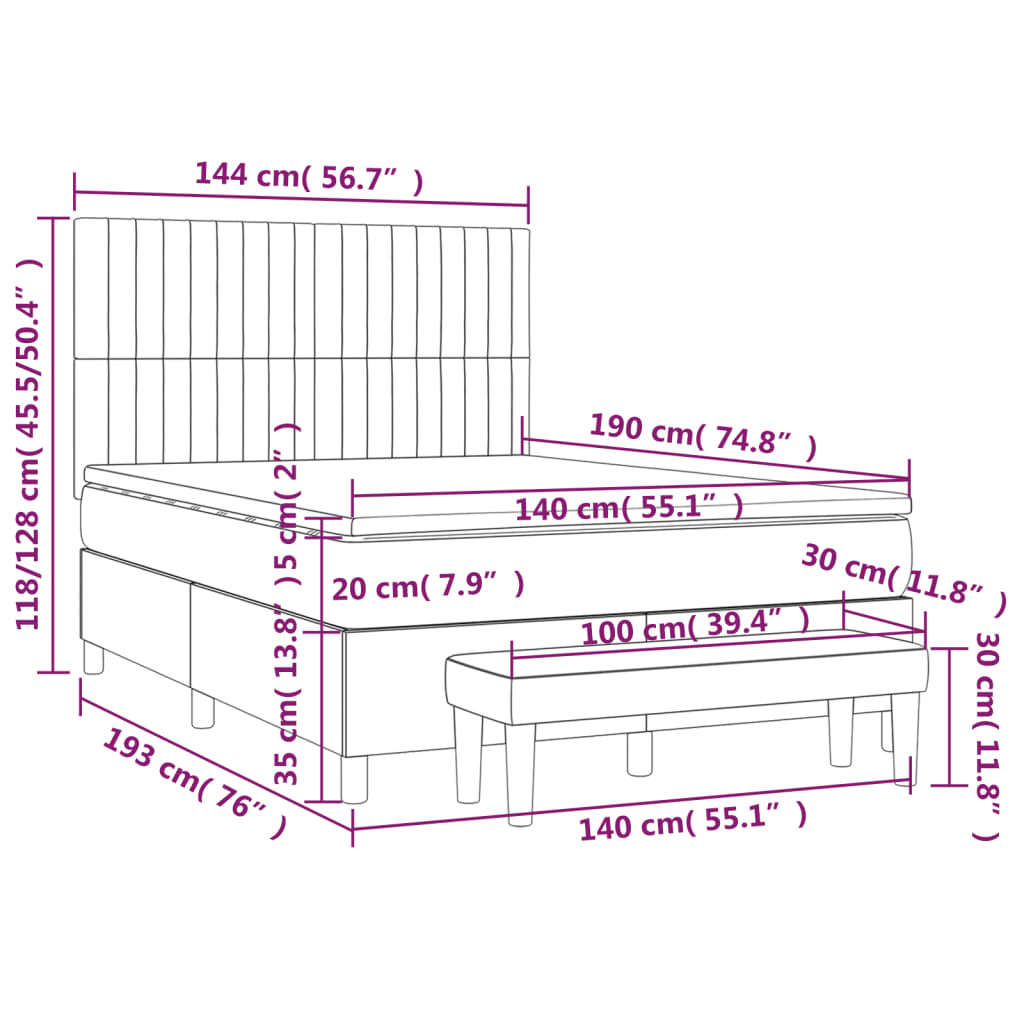 Boxspring met matras fluweel donkergroen 140x190 cm Bedden & bedframes | Creëer jouw Trendy Thuis | Gratis bezorgd & Retour | Trendy.nl