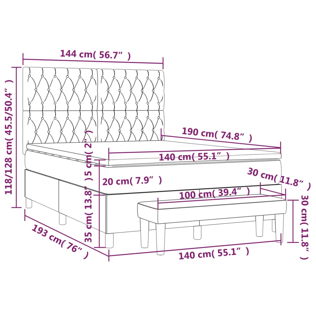 Boxspring met matras fluweel lichtgrijs 140x190 cm Bedden & bedframes | Creëer jouw Trendy Thuis | Gratis bezorgd & Retour | Trendy.nl