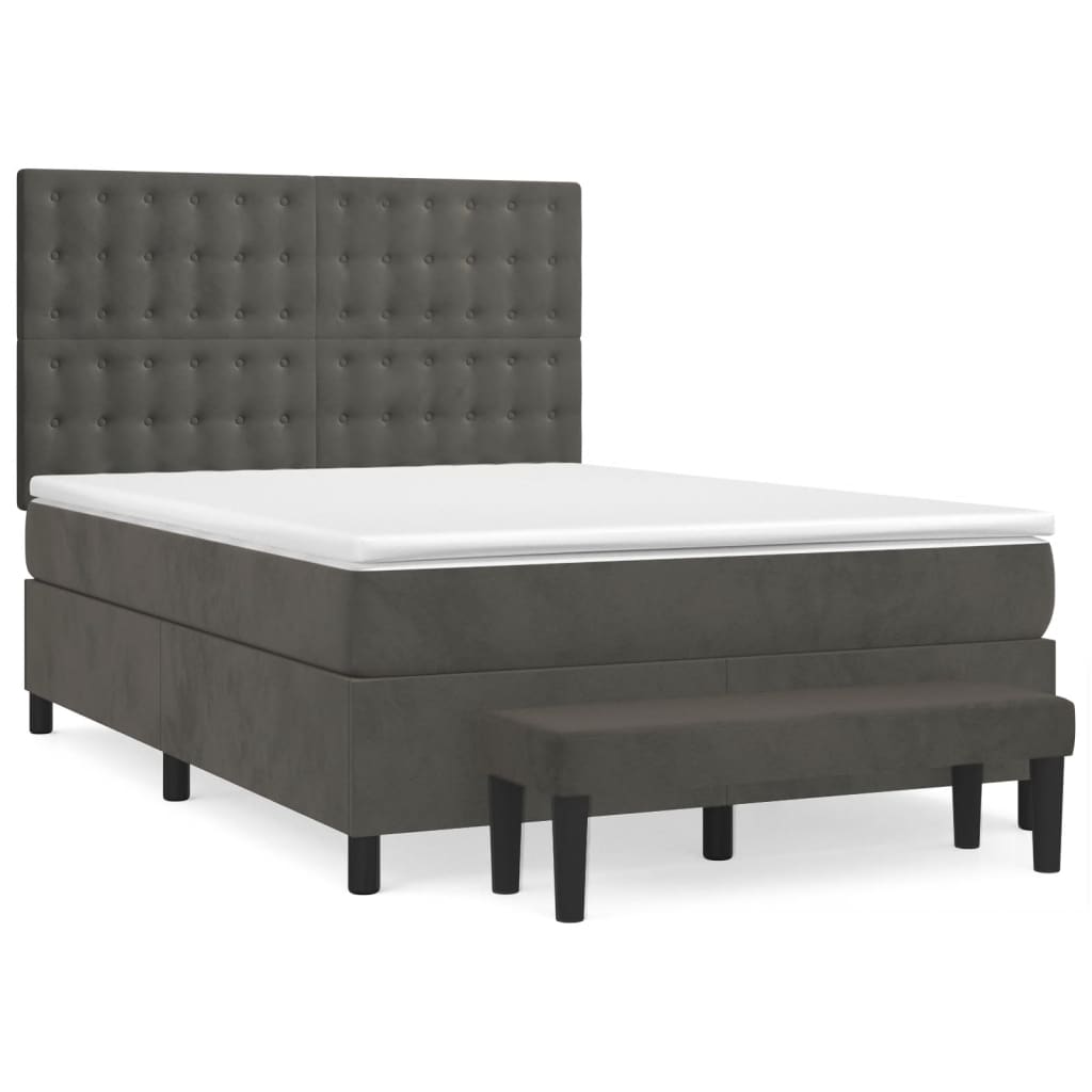 Boxspring met matras fluweel donkergrijs 140x190 cm Bedden & bedframes | Creëer jouw Trendy Thuis | Gratis bezorgd & Retour | Trendy.nl