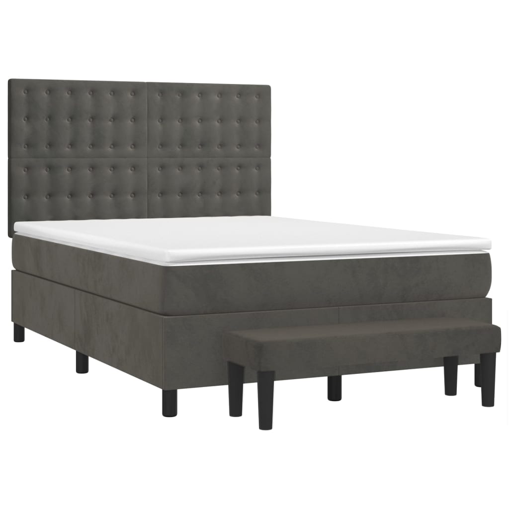 Boxspring met matras fluweel donkergrijs 140x190 cm Bedden & bedframes | Creëer jouw Trendy Thuis | Gratis bezorgd & Retour | Trendy.nl