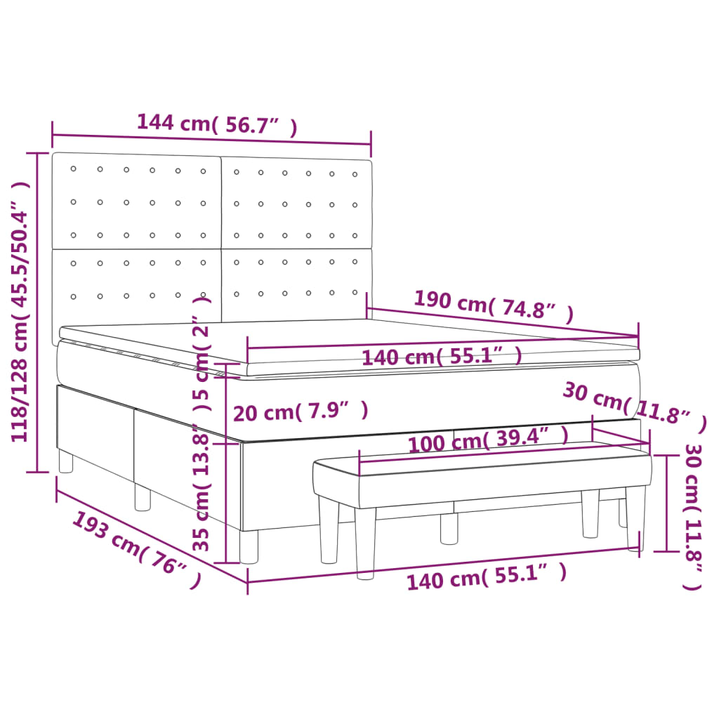 Boxspring met matras fluweel donkergrijs 140x190 cm Bedden & bedframes | Creëer jouw Trendy Thuis | Gratis bezorgd & Retour | Trendy.nl