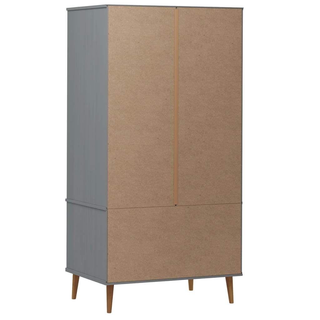 Kledingkast MOLDE 90x55x175 cm massief grenenhout grijs Kledingkasten | Creëer jouw Trendy Thuis | Gratis bezorgd & Retour | Trendy.nl