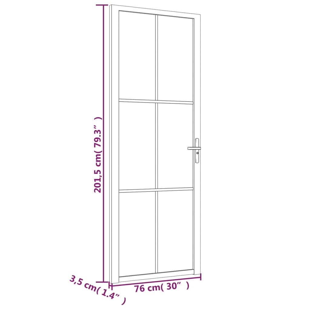 Binnendeur 76x201,5 cm matglas en aluminium wit Voordeuren | Creëer jouw Trendy Thuis | Gratis bezorgd & Retour | Trendy.nl