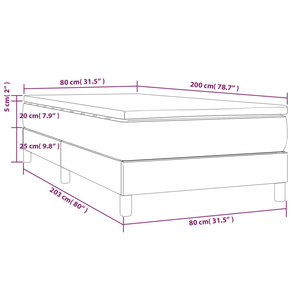 Boxspring met matras stof crèmekleurig 80x200 cm Bedden & bedframes | Creëer jouw Trendy Thuis | Gratis bezorgd & Retour | Trendy.nl