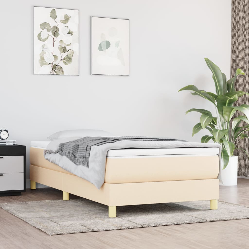 Boxspring met matras stof crèmekleurig 80x200 cm Bedden & bedframes | Creëer jouw Trendy Thuis | Gratis bezorgd & Retour | Trendy.nl